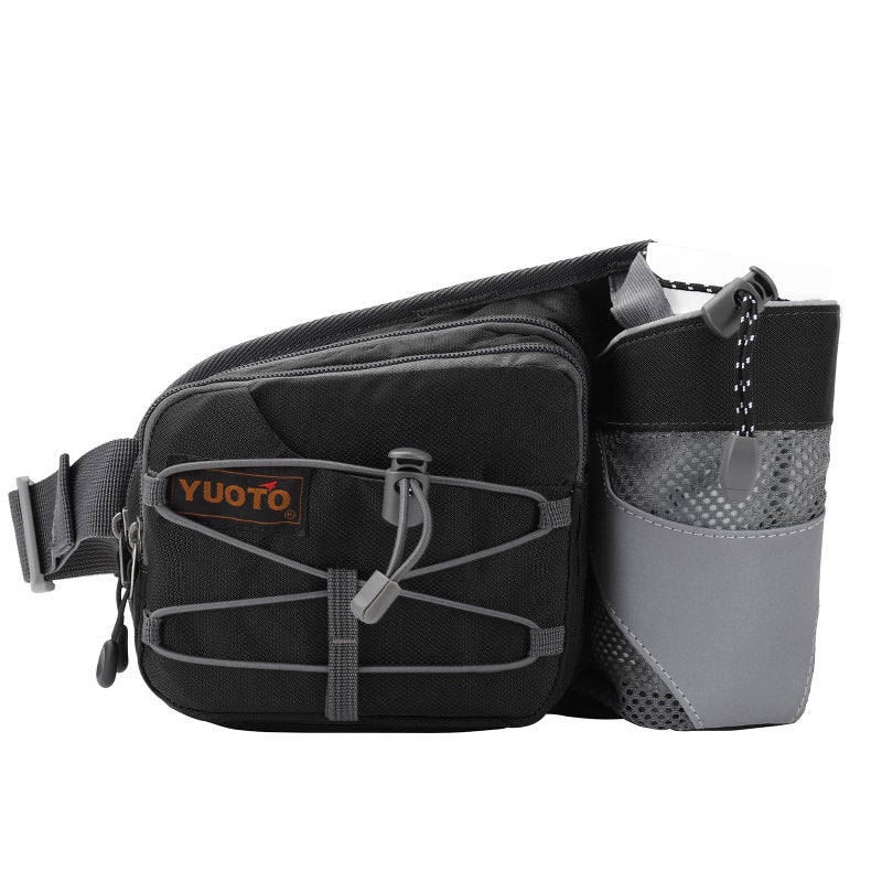 YUOTO Outdoor Fanny Pack with Water Bottle Holder for Walking Hiking Hydration belt Waist Bag - Water Bottle is Not Included - Image 1